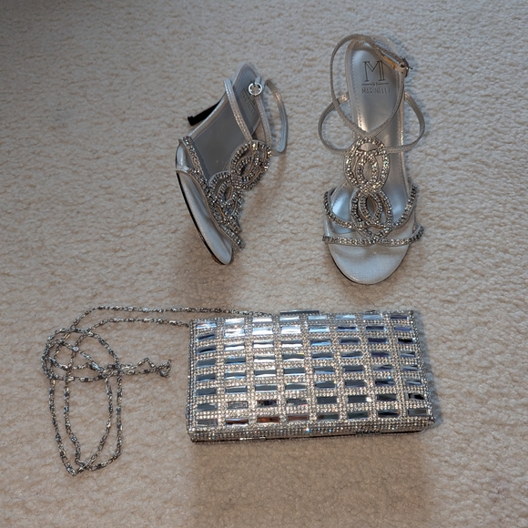 Nordstrom Glamour Party Heels Crystal Silver Clutch Bag - Picture 4 of 5